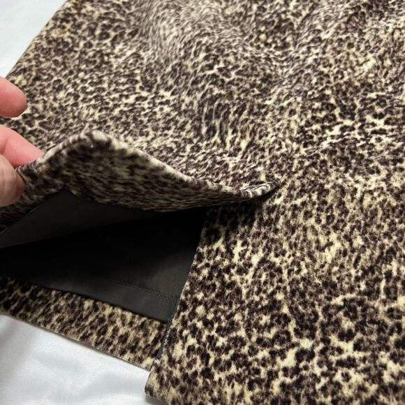 Talbots Pencil Skirt Velvet Cheetah Leopard Brown and Tan Size 6 Petite New - Picture 7 of 14